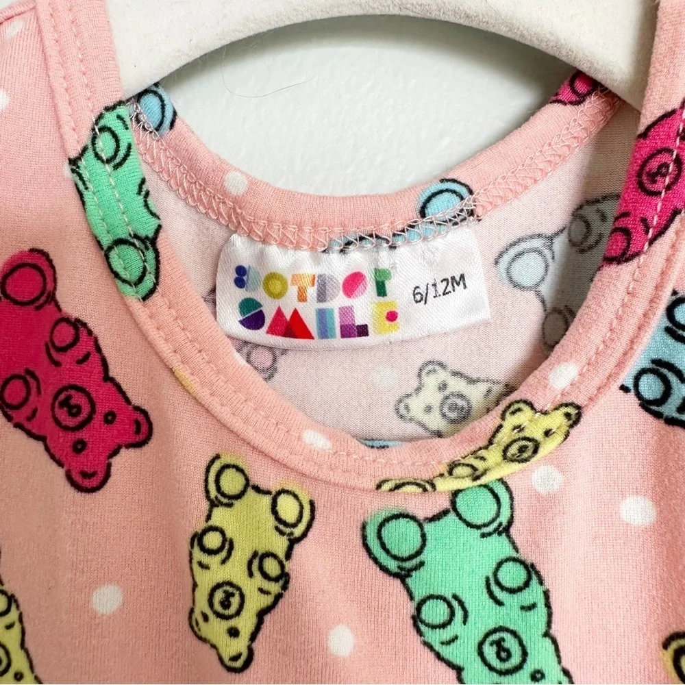 Dot Dot Smile Classic Cap Pink Polka Dot Gummy Bear Print Twirl Dress